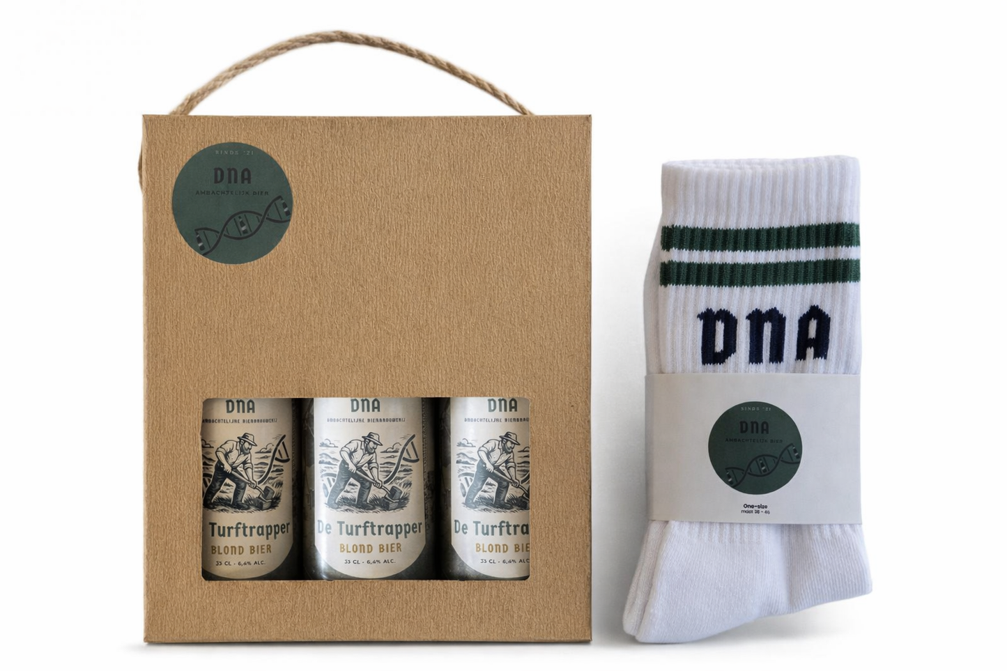 DNA Combi Pakket – 3× Turftrapper Blond & DNA Sokken